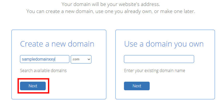 Bluehost-domain-select