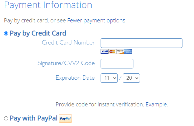 Bluehost-payment-information
