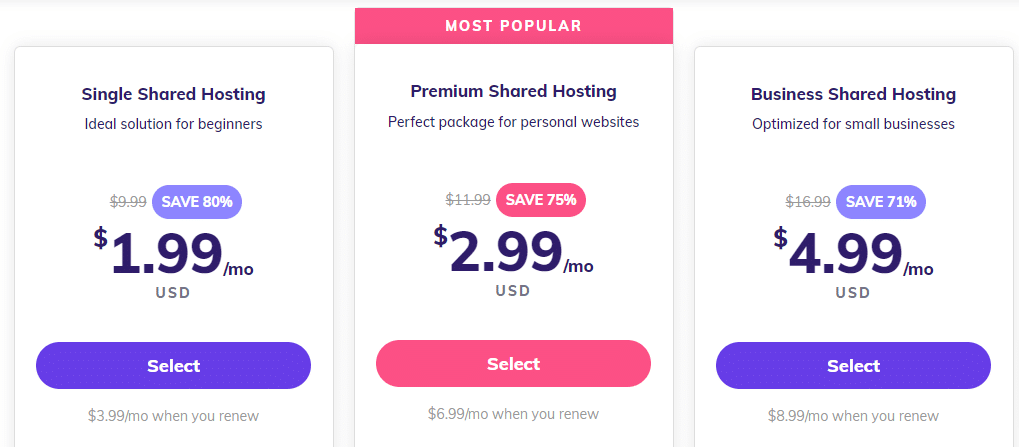 Hostinger pricing