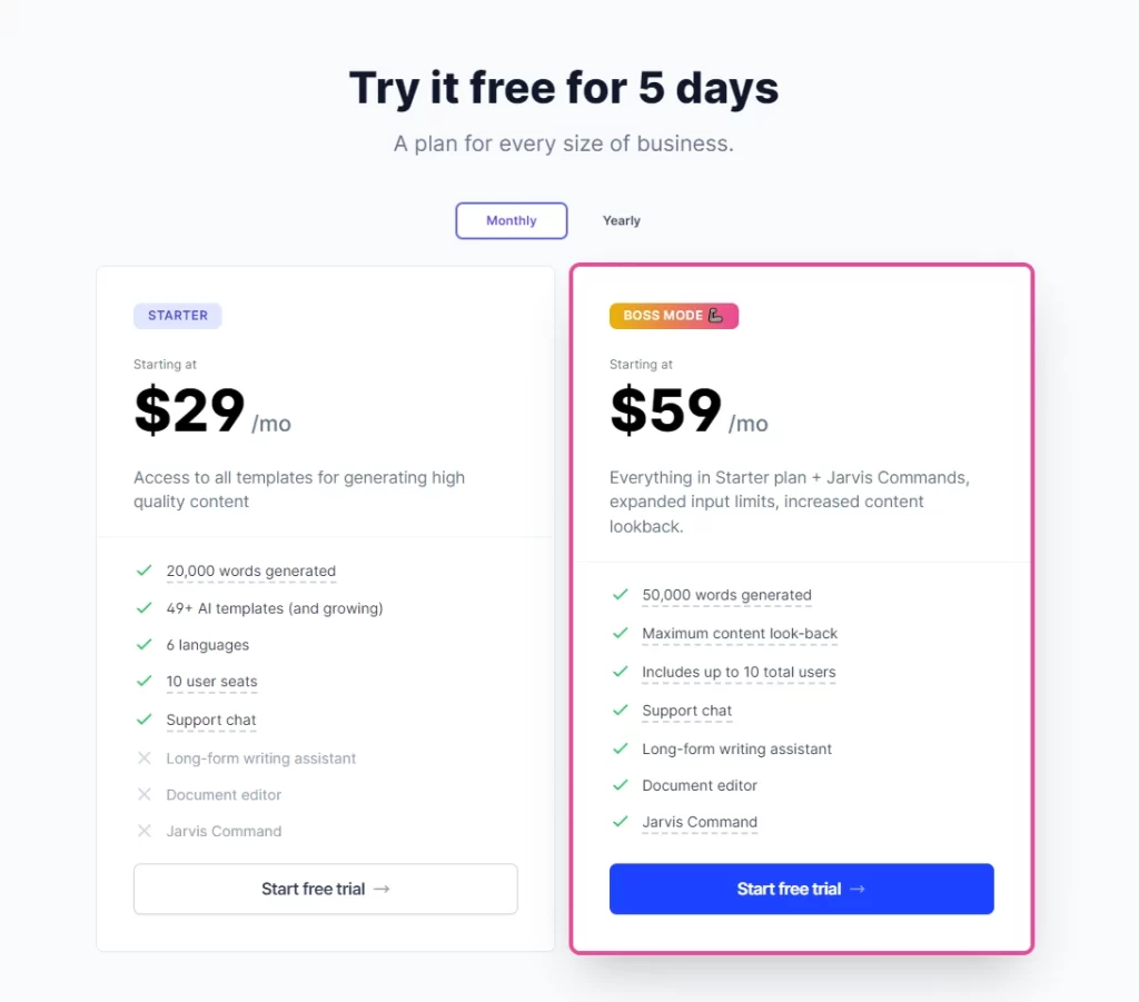 Jarvis-free-trial-pricing