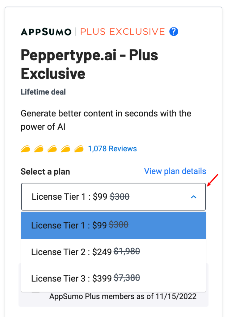 Peppertype-ai-select-plan