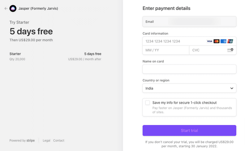 jasper-ai-free-trial-payment