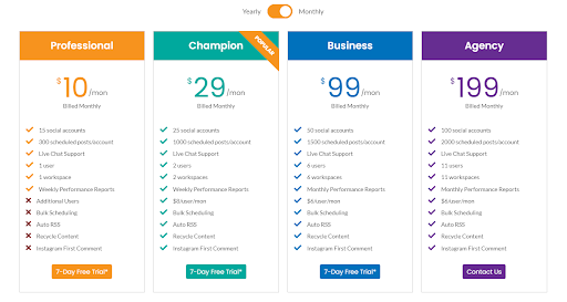 social champ pricing